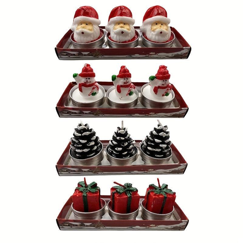 Christmas Candle Santa Claus Snowman Pine Cone Gift Shape Decoration