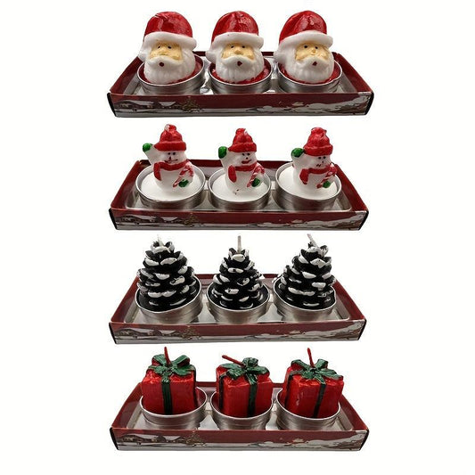 Christmas Candle Santa Claus Snowman Pine Cone Gift Shape Decoration