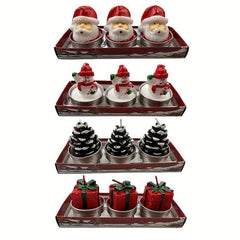 Christmas Candle Santa Claus Snowman Pine Cone Gift Shape Decoration