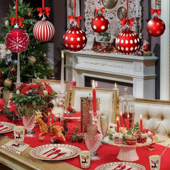 48pcs Christmas Dinnerware Sets - 17 Plates, 22 Plates, Napkins - Party Supplies