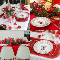 48pcs Christmas Dinnerware Sets - 17 Plates, 22 Plates, Napkins - Party Supplies
