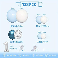 133pc Balloon Garland Kit for Baby Boy Shower and Birthday Party Decoration