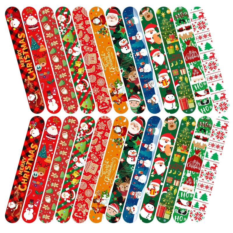 48pcs Christmas Slap Bracelets Xmas Party Favors Stocking Stuffers