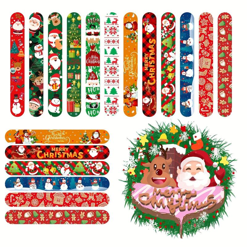 48pcs Christmas Slap Bracelets Xmas Party Favors Stocking Stuffers