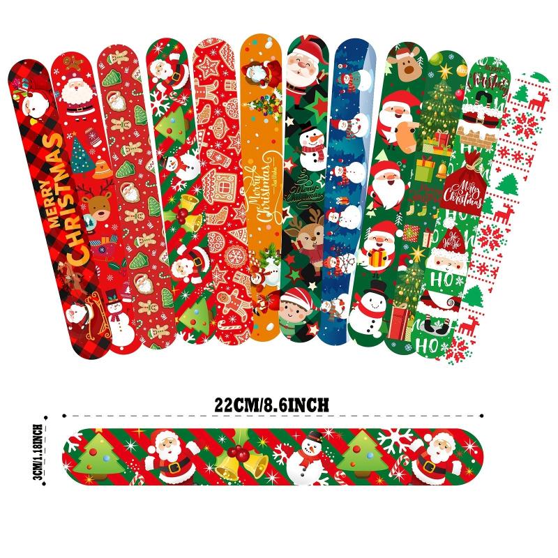 48pcs Christmas Slap Bracelets Xmas Party Favors Stocking Stuffers