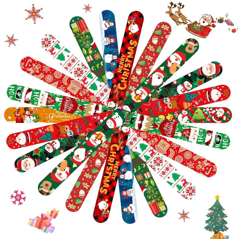 48pcs Christmas Slap Bracelets Xmas Party Favors Stocking Stuffers