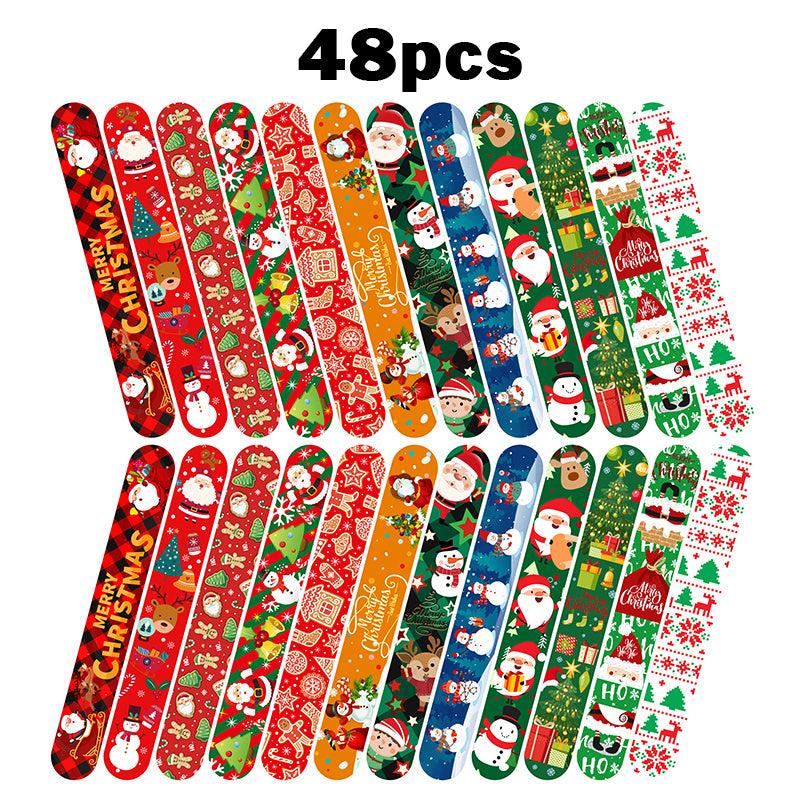 48pcs Christmas Slap Bracelets Xmas Party Favors Stocking Stuffers
