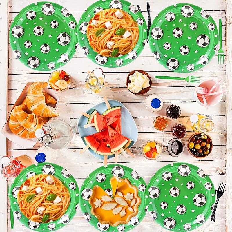 Soccer Birthday Party Tableware Decorations - Football Theme Supplies Set