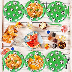 Soccer Birthday Party Tableware Decorations - Football Theme Supplies Set