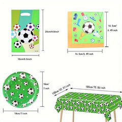 Soccer Birthday Party Tableware Decorations - Football Theme Supplies Set