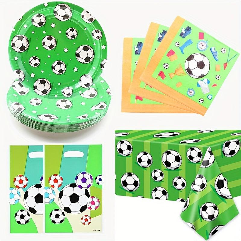Soccer Birthday Party Tableware Decorations - Football Theme Supplies Set