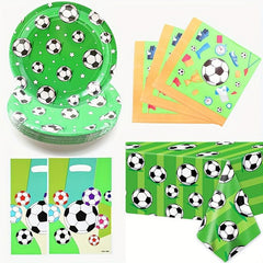 Soccer Birthday Party Tableware Decorations - Football Theme Supplies Set