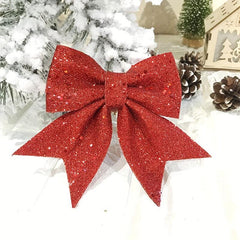 10pcs Red Christmas Bow Ornaments Sequin Tree Wreath Bows Decoration
