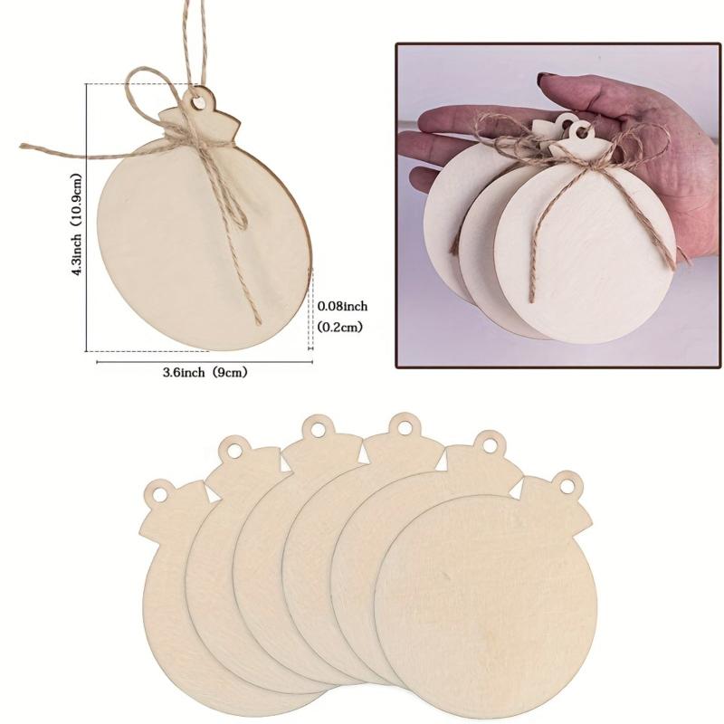 10pcs Round Wooden Ornaments 10.92cm Unfinished DIY Christmas Hang