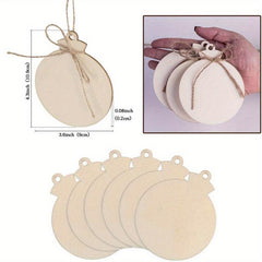 10pcs Round Wooden Ornaments 10.92cm Unfinished DIY Christmas Hang