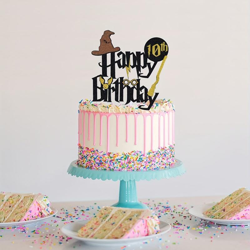 Glitter Paper Cake Decoration for Boys and Girls Birthday Party