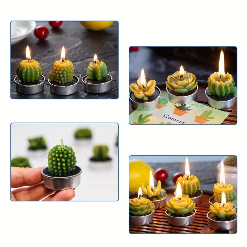 6pcs Cactus Candles for Birthday Wedding Home Decor