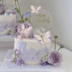 3pcs Purple Butterfly Cake Toppers for Women's Birthday Party Decorations