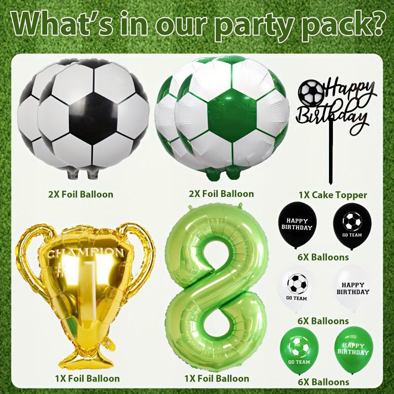 Football Party Decorations Set - Soccer Balloon Cake Topper for Boys Birthday