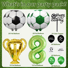 Football Party Decorations Set - Soccer Balloon Cake Topper for Boys Birthday