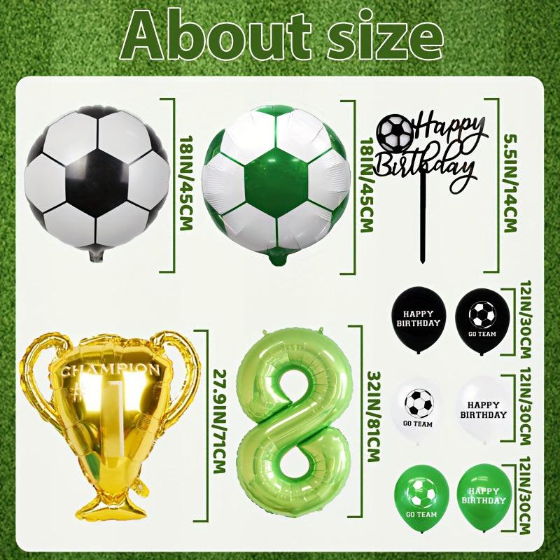 Football Party Decorations Set - Soccer Balloon Cake Topper for Boys Birthday
