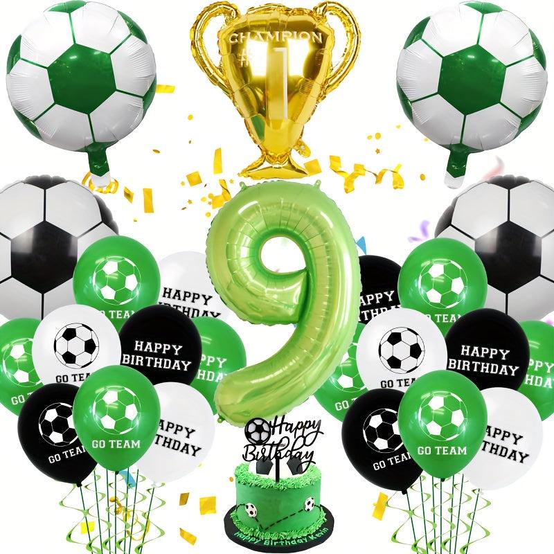 Football Party Decorations Set - Soccer Balloon Cake Topper for Boys Birthday