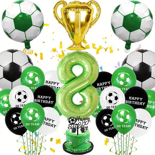 Football Party Decorations Set - Soccer Balloon Cake Topper for Boys Birthday