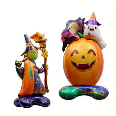 3pcs 54 inch 3D Standing Balloons Witch Pumpkin Halloween Decorations