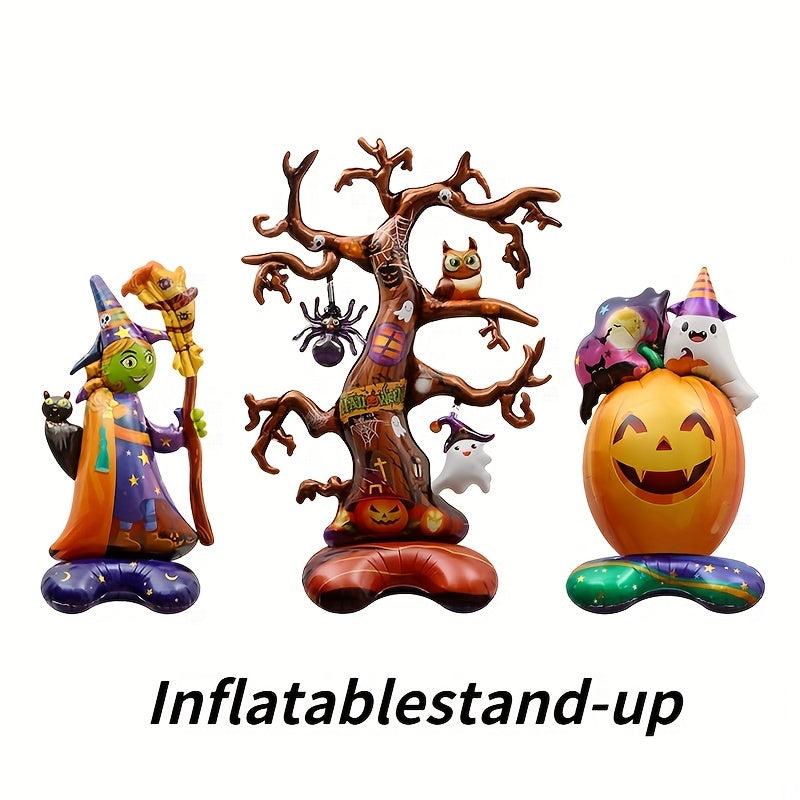 3pcs 54 inch 3D Standing Balloons Witch Pumpkin Halloween Decorations