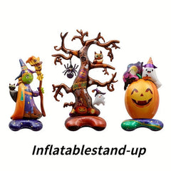 3pcs 54 inch 3D Standing Balloons Witch Pumpkin Halloween Decorations