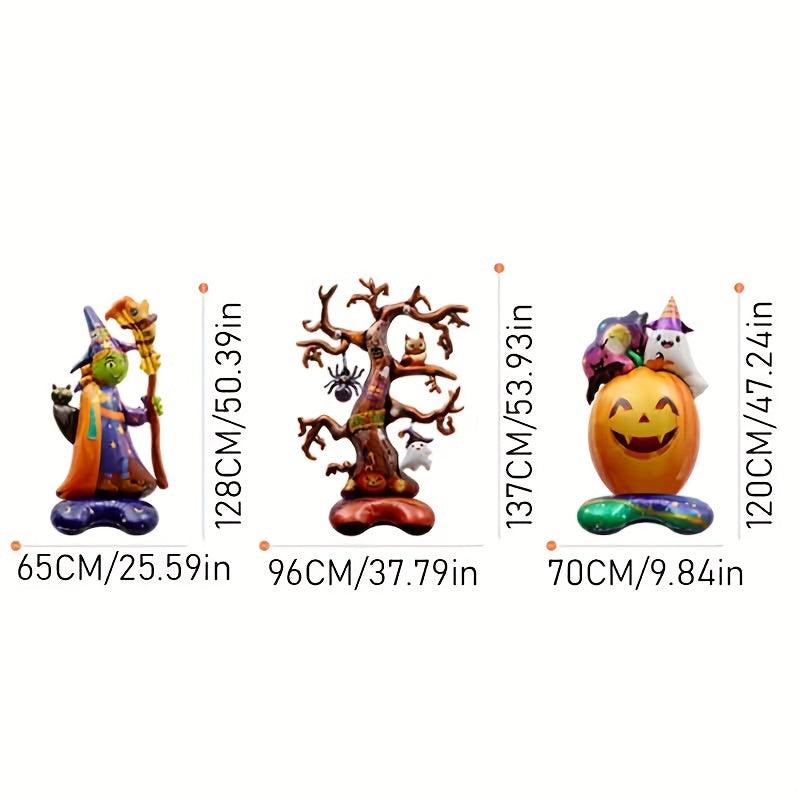 3pcs 54 inch 3D Standing Balloons Witch Pumpkin Halloween Decorations