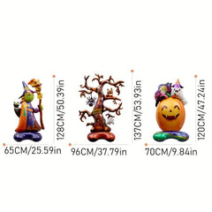 3pcs 54 inch 3D Standing Balloons Witch Pumpkin Halloween Decorations