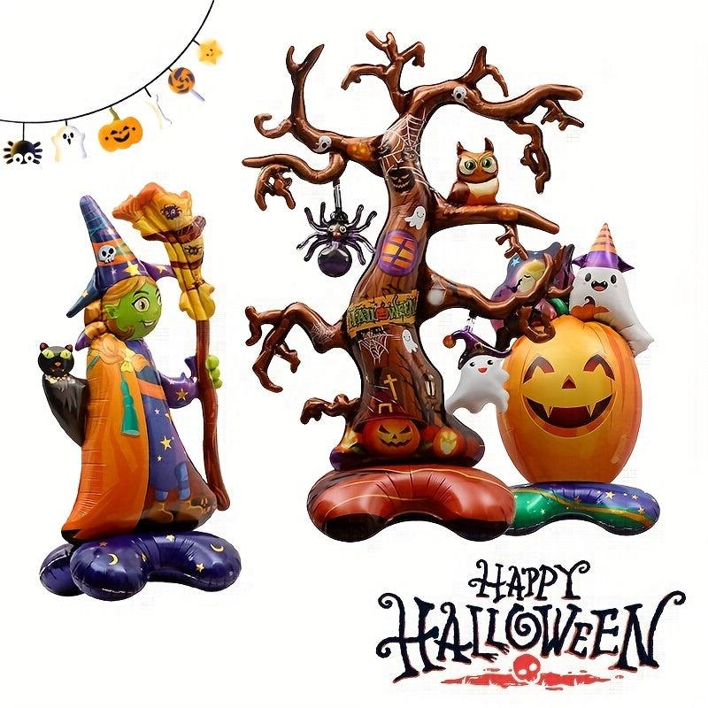 3pcs 54 inch 3D Standing Balloons Witch Pumpkin Halloween Decorations