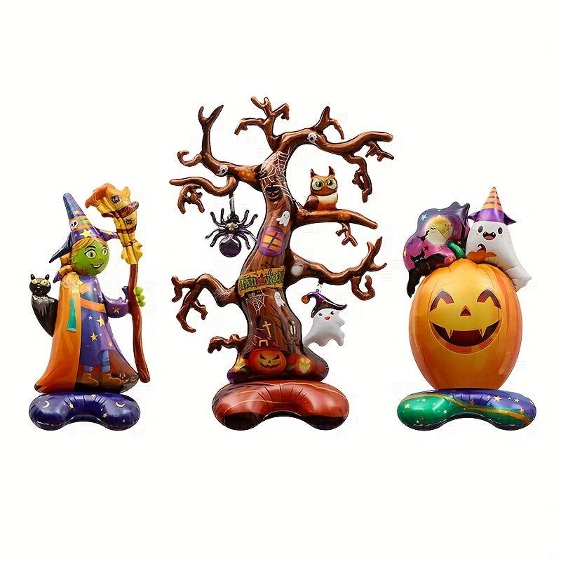3pcs 54 inch 3D Standing Balloons Witch Pumpkin Halloween Decorations