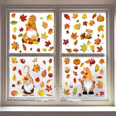 6Pcs Autumn Window Stickers Party Scene Family Decoration Stickers