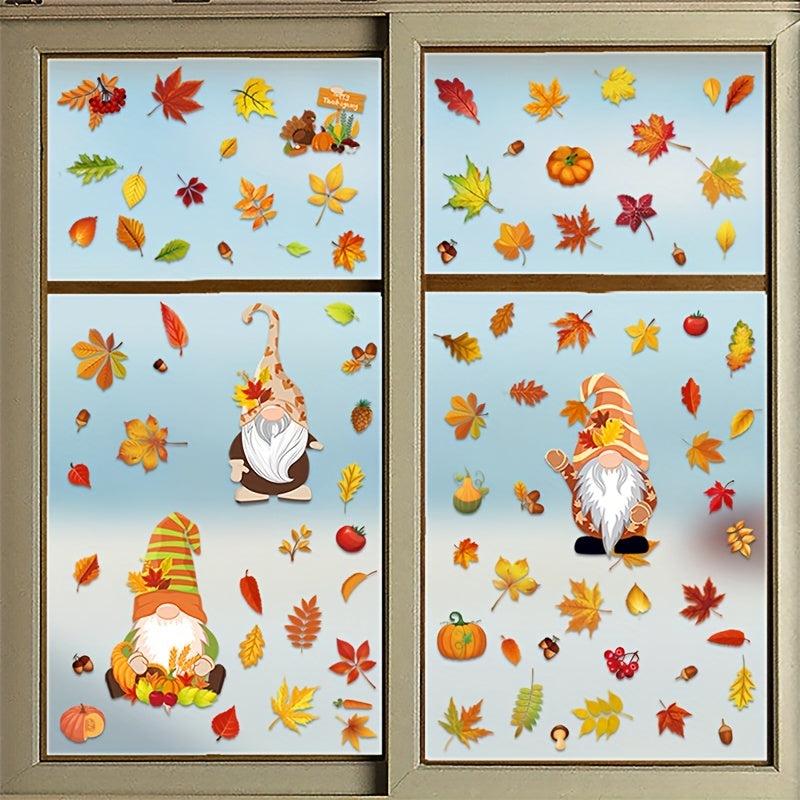 6Pcs Autumn Window Stickers Party Scene Family Decoration Stickers