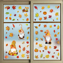 6Pcs Autumn Window Stickers Party Scene Family Decoration Stickers