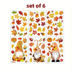 6Pcs Autumn Window Stickers Party Scene Family Decoration Stickers