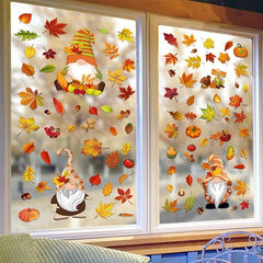6Pcs Autumn Window Stickers Party Scene Family Decoration Stickers