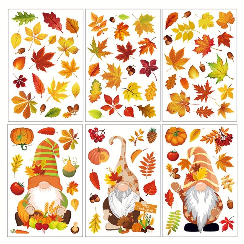 6Pcs Autumn Window Stickers Party Scene Family Decoration Stickers