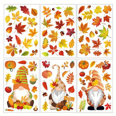 6Pcs Autumn Window Stickers Party Scene Family Decoration Stickers