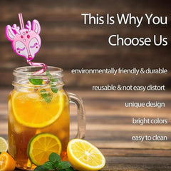 4pcs Reusable Jungle Animal Straws Safari Party Supplies Favors Woodland Bir