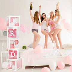 5pcs Transparent Balloon Boxes for Party Decor with Letters