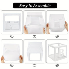 5pcs Transparent Balloon Boxes for Party Decor with Letters