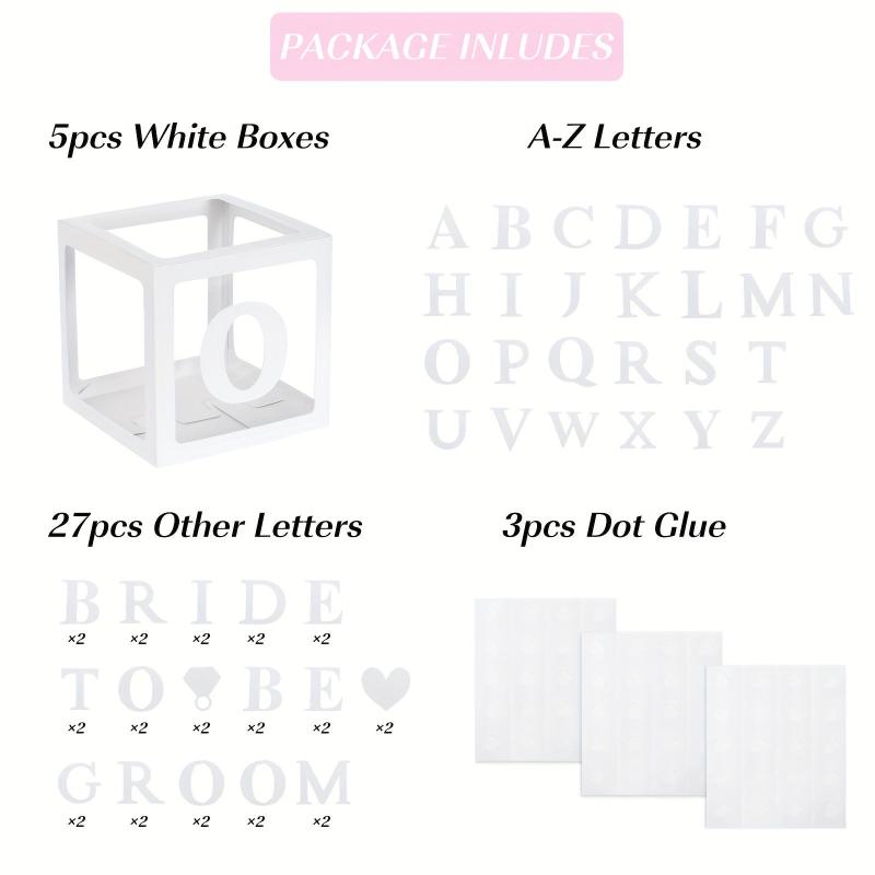 5pcs Transparent Balloon Boxes for Party Decor with Letters