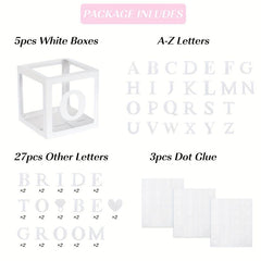 5pcs Transparent Balloon Boxes for Party Decor with Letters