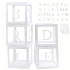 5pcs Transparent Balloon Boxes for Party Decor with Letters