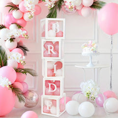 5pcs Transparent Balloon Boxes for Party Decor with Letters