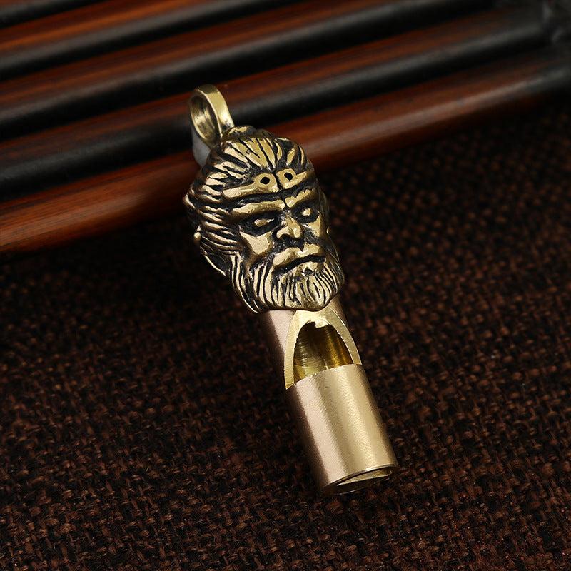 Brass Chinese Dragon Whistle Pendant Necklace Outdoor Survival Hiking Key Chain