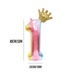 32 Inch Crown Number Aluminum Balloons 0-9 Birthday Party Decoration